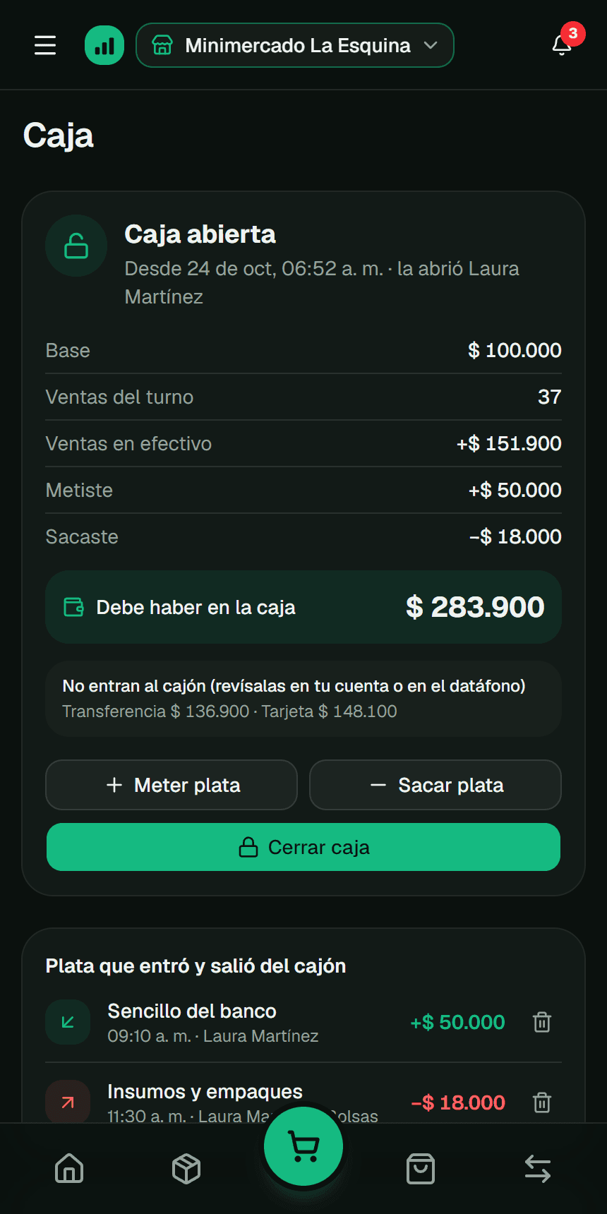 Fluvi — Cierre de caja