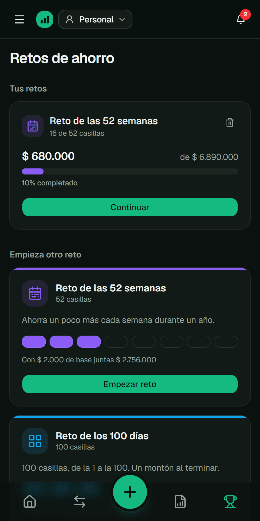 Fluvi — Retos de ahorro