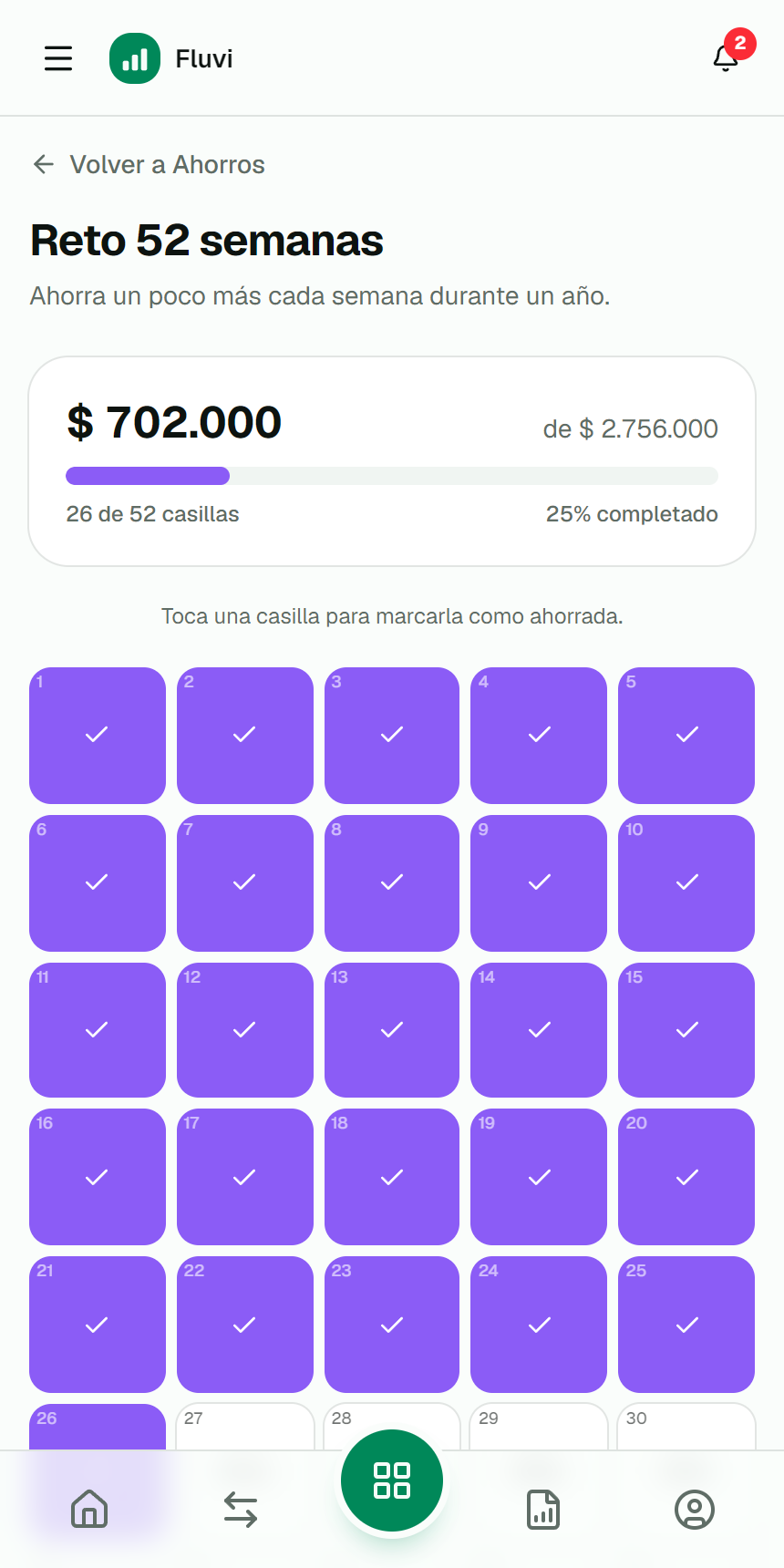 Fluvi — Reto de ahorro